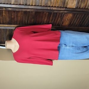 Women's LIZWEAR Red XL V-Neck Pullover Sweater